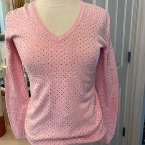 TOMMY HILFIGER SZ XS PINK POLKA DOT VNECK SWEATER.